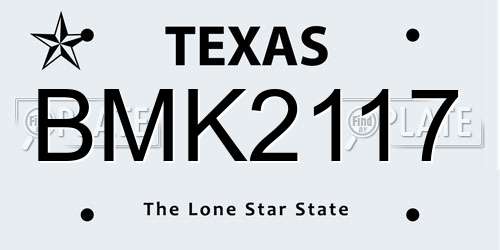 BMK2117 Texas License Plate