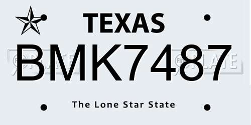 BMK7487 Texas License Plate