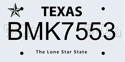 BMK7553 Texas License Plate