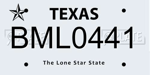 BML0441 Texas License Plate