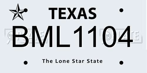 BML1104 Texas License Plate