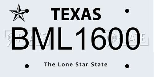BML1600 Texas License Plate