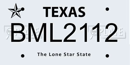 BML2112 Texas License Plate