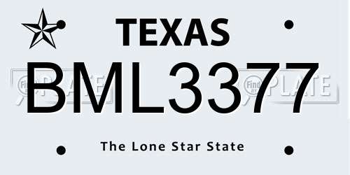 BML3377 Texas License Plate