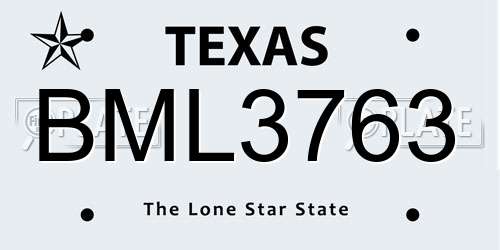 BML3763 Texas License Plate