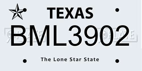 BML3902 Texas License Plate