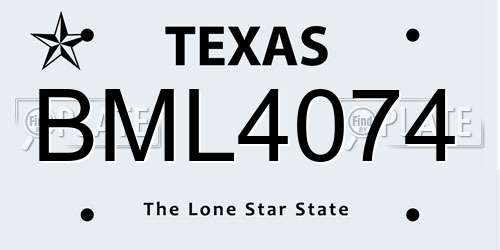 BML4074 Texas License Plate