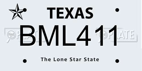 BML411 Texas License Plate