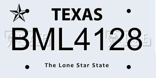 BML4128 Texas License Plate
