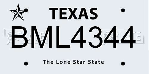 BML4344 Texas License Plate