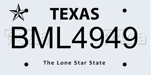BML4949 Texas License Plate