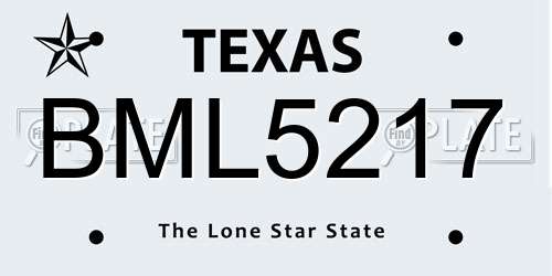 BML5217 Texas License Plate