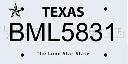 BML5831 Texas License Plate