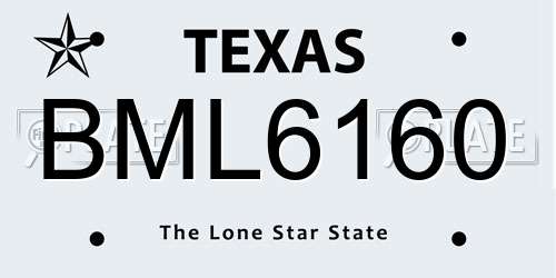 BML6160 Texas License Plate