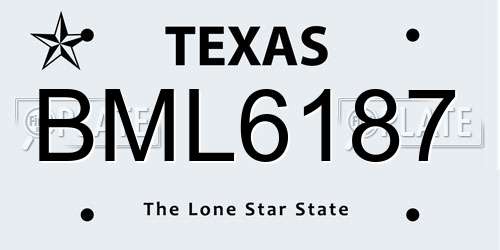BML6187 Texas License Plate