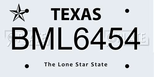 BML6454 Texas License Plate