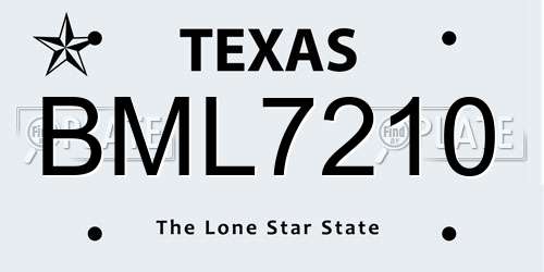 BML7210 Texas License Plate