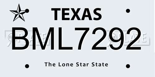 BML7292 Texas License Plate