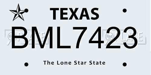 BML7423 Texas License Plate