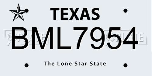 BML7954 Texas License Plate