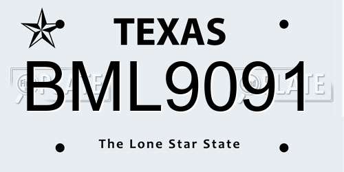 BML9091 Texas License Plate