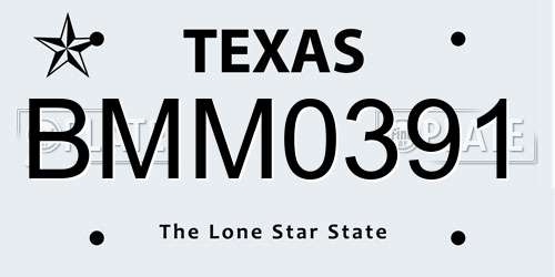 BMM0391 Texas License Plate