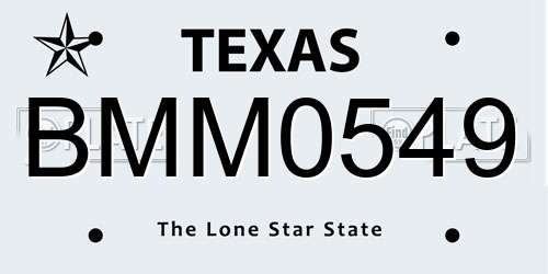 BMM0549 Texas License Plate