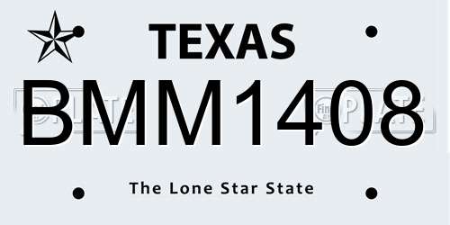 BMM1408 Texas License Plate