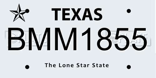 BMM1855 Texas License Plate