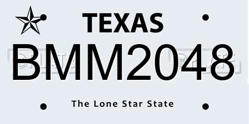 BMM2048 Texas License Plate