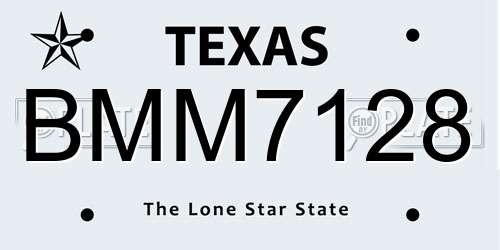 BMM7128 Texas License Plate