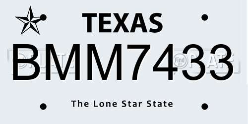BMM7433 Texas License Plate