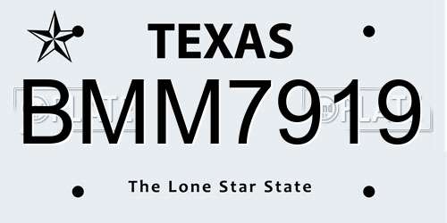 BMM7919 Texas License Plate