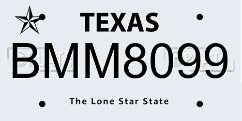 BMM8099 Texas License Plate