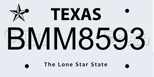 BMM8593 Texas License Plate