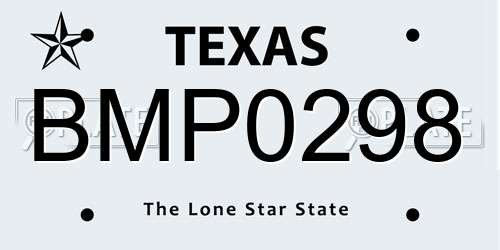 BMP0298 Texas License Plate
