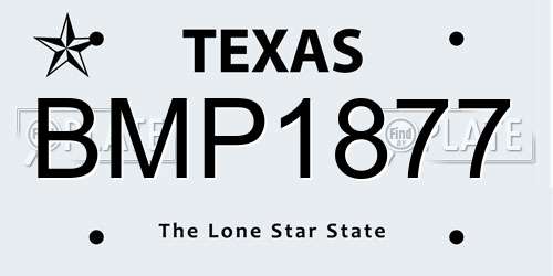 BMP1877 Texas License Plate