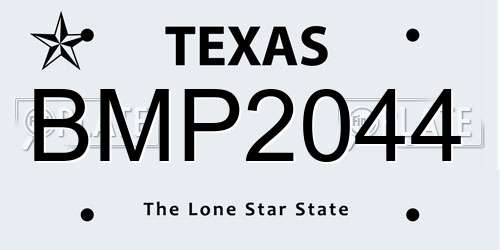 BMP2044 Texas License Plate