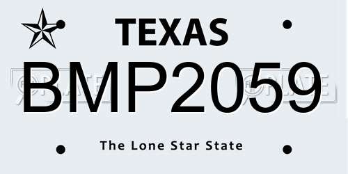 BMP2059 Texas License Plate