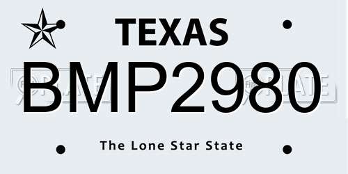 BMP2980 Texas License Plate