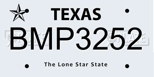 BMP3252 Texas License Plate