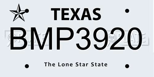 BMP3920 Texas License Plate