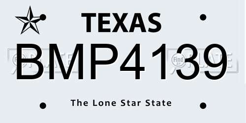 BMP4139 Texas License Plate