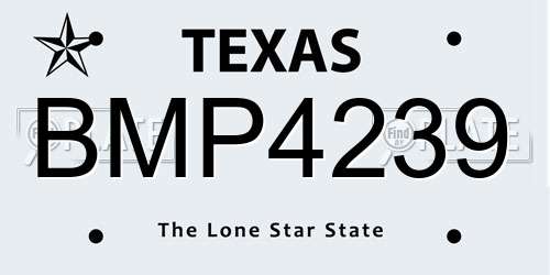 BMP4239 Texas License Plate