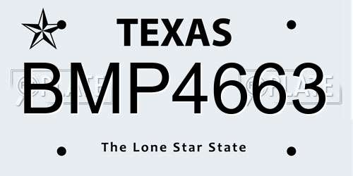 BMP4663 Texas License Plate