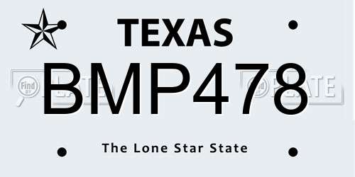 BMP478 Texas License Plate