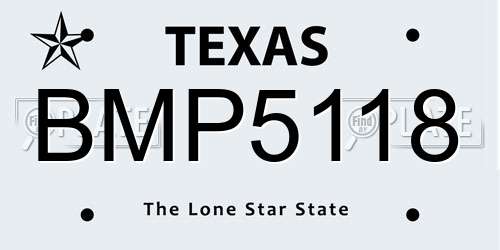 BMP5118 Texas License Plate
