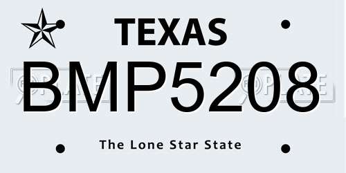BMP5208 Texas License Plate