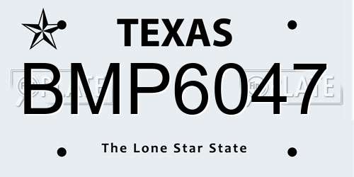 BMP6047 Texas License Plate