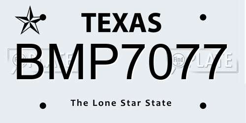 BMP7077 Texas License Plate